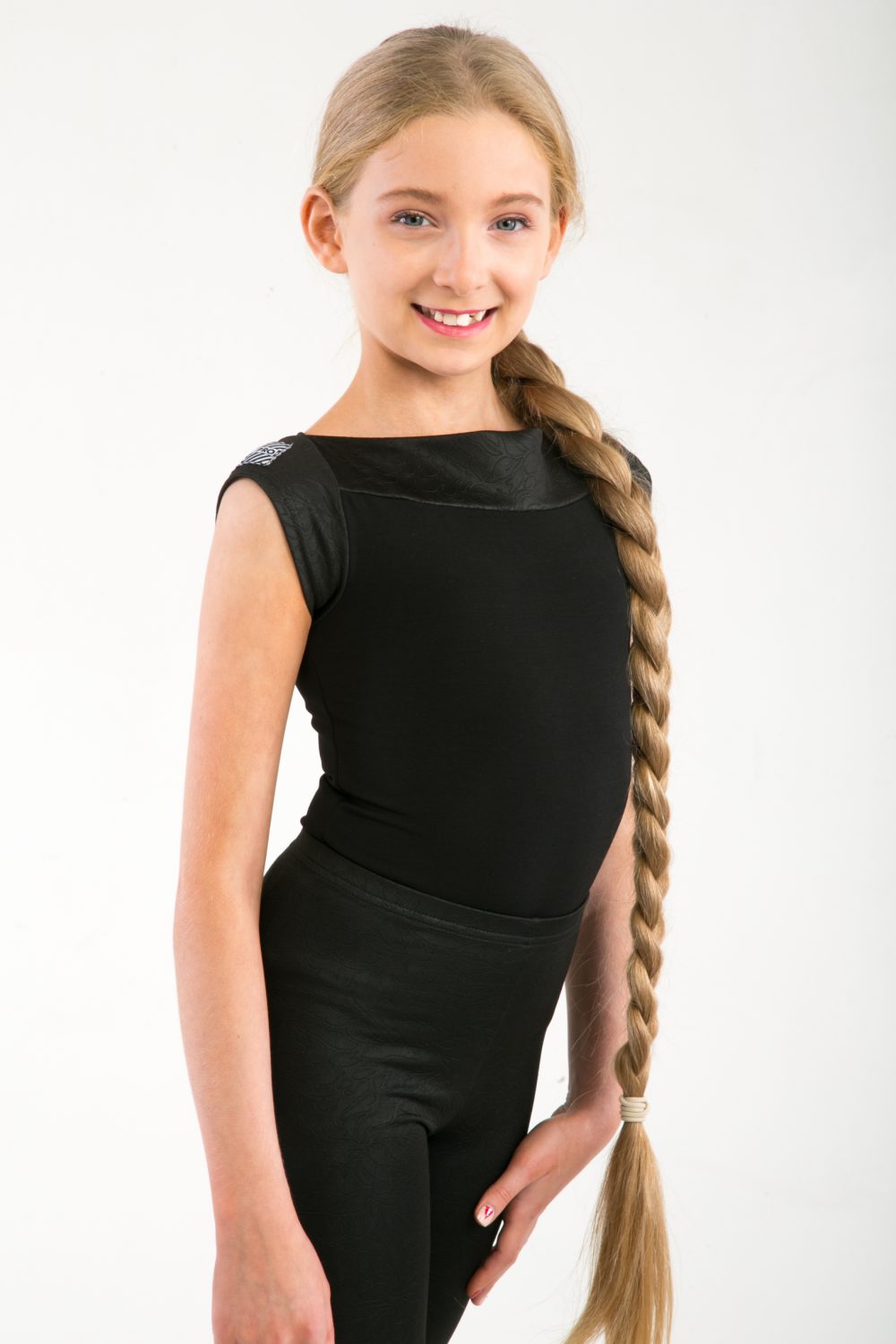 Girls Leather Trim Leotard