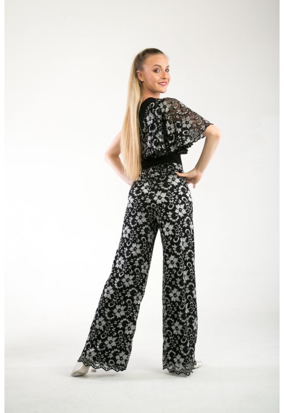 Black & Silver Lace Cape leotard