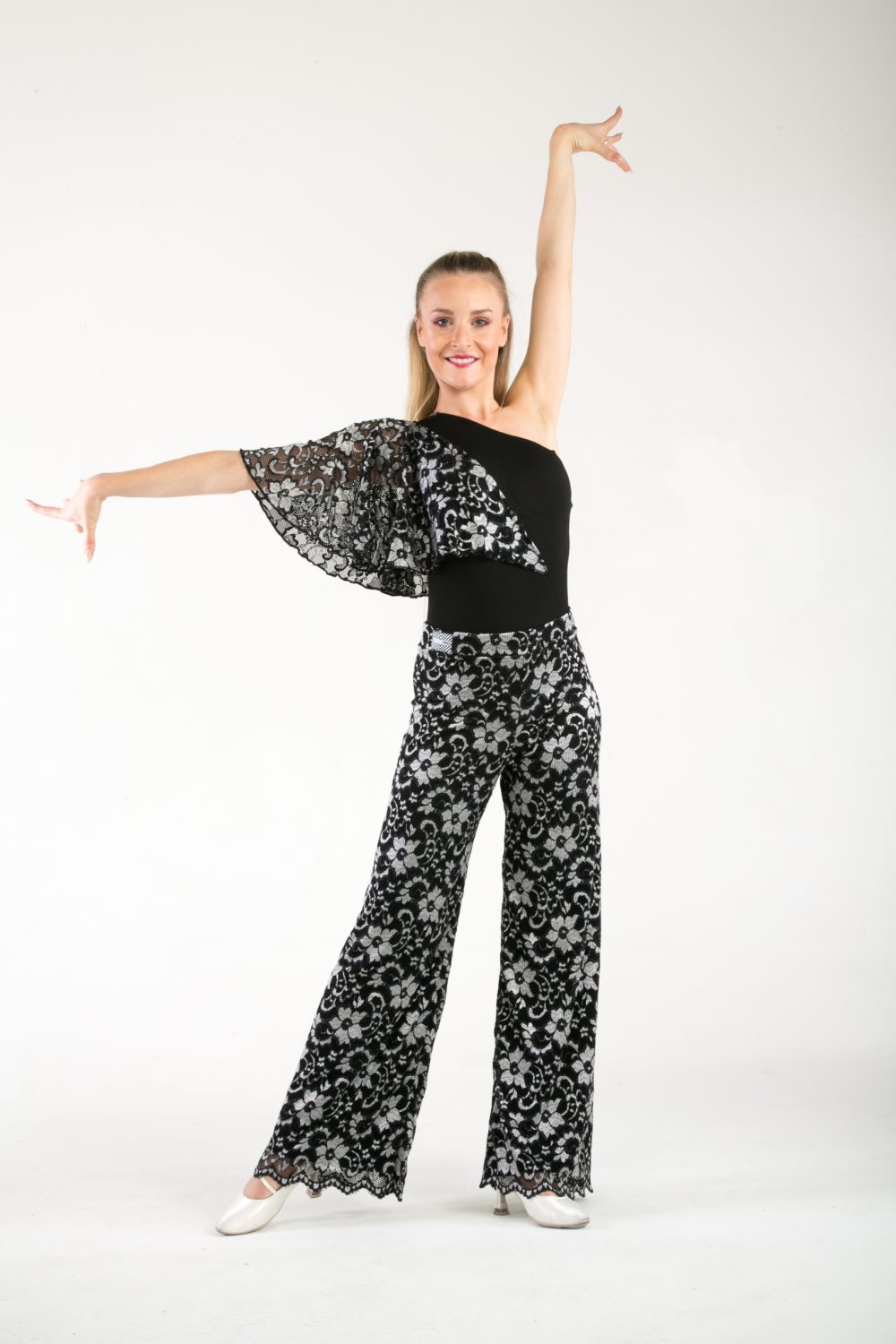 Black & Silver Lace Cape leotard